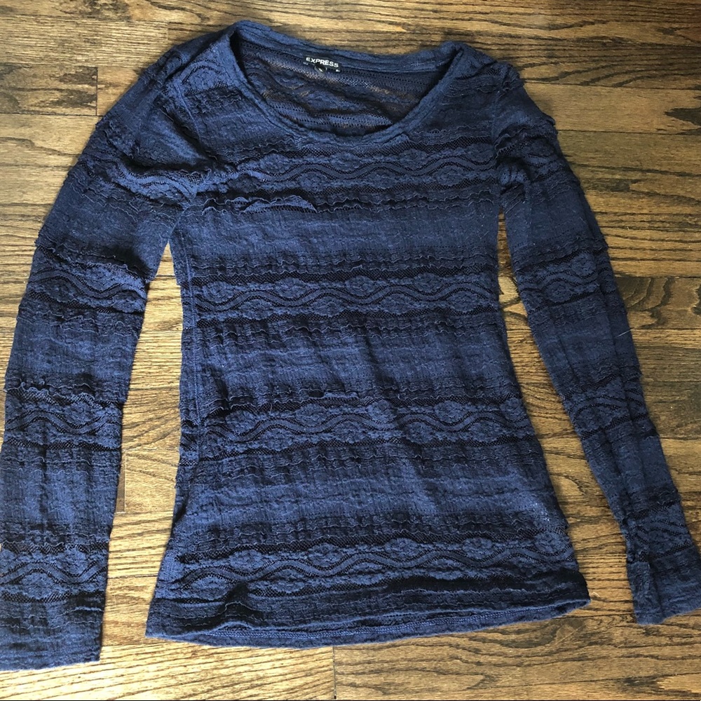 Navy Express Long Sleeve Top!